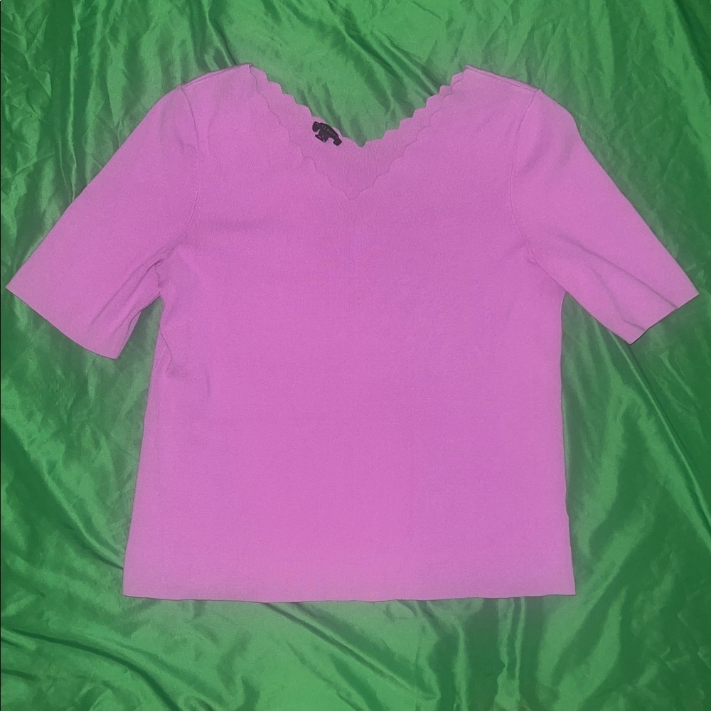 Talbots Purple Scalloped Top size Large